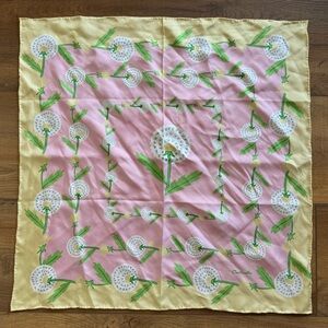 Silk Square Scarf with Spring Dandelion Print
